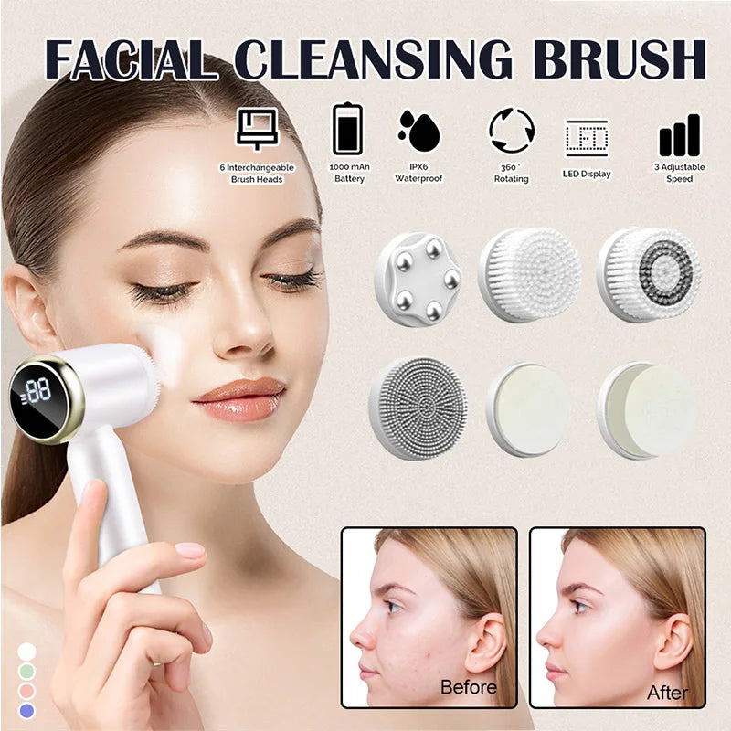 6 In 1 Ultrasonic Facial Cleansing Brush